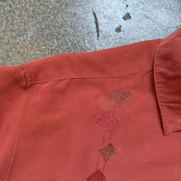 Centro Men’s Button Up Rayon Blend Shirt Poker Embroidery Style Size Large - Picture 7 of 16